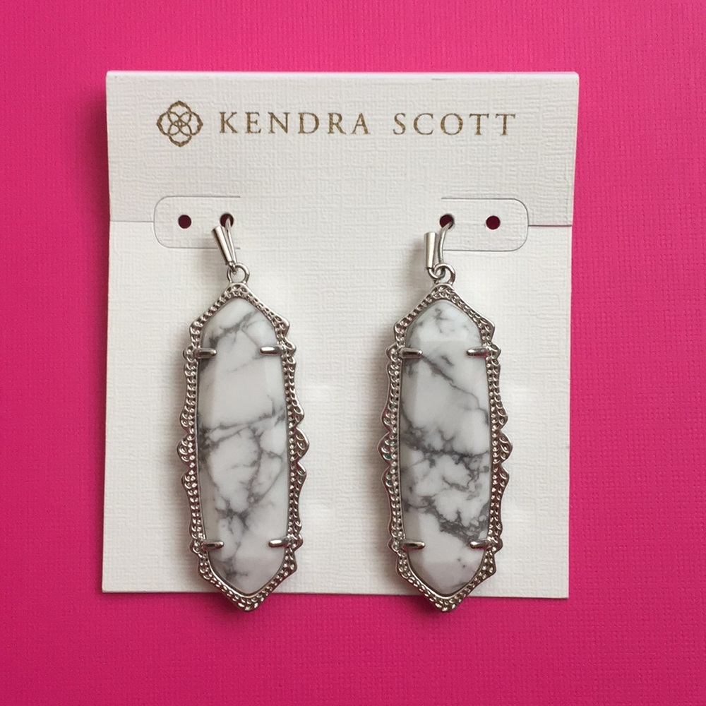 Kendra Scott Howlite ‘Francie’ Silver Earrings